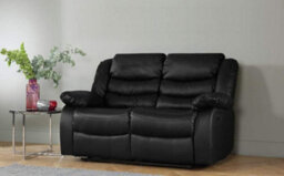 2 Seat Black Recliner Sofa Leather Bonded Reclining Sofa Suite Sofas Chair D Pro T Homeware