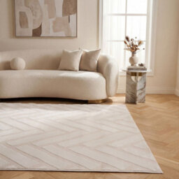 The Rugs Loft Ivory Herringbone Living Room Area Rug And Runners Soft Pile - thumbnail 4