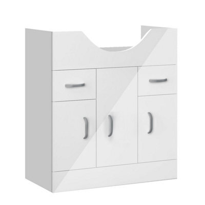 AVER-GROWTH Freestanding Bathroom Vanity Unit Gloss White Flat Pack Bathroom Cabinets Only 725(W)X340X(D)X781(H)mm With 3 Door 2 Drawer - image 1