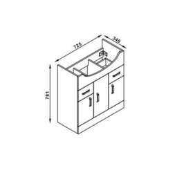 AVER-GROWTH Freestanding Bathroom Vanity Unit Gloss White Flat Pack Bathroom Cabinets Only 725(W)X340X(D)X781(H)mm With 3 Door 2 Drawer - thumbnail 6