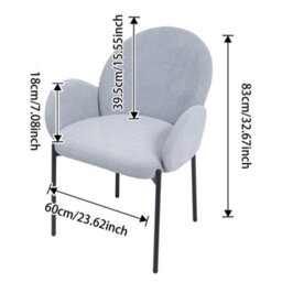 Thehotsale 2Pcs Upholstered Dining Chairs With Armrest In Grey For Living Room,office,bedroom - thumbnail 5