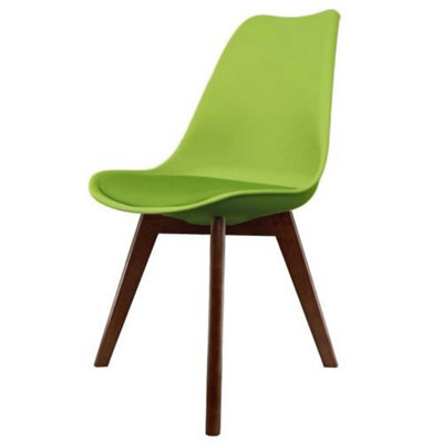 Fusion Living Soho Green Plastic Dining Chair With Squared Dark Wood Legs - image 1