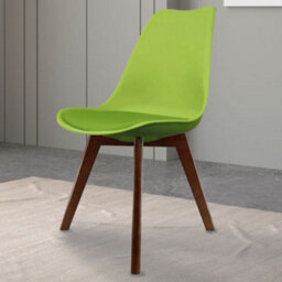Fusion Living Soho Green Plastic Dining Chair With Squared Dark Wood Legs - thumbnail 2
