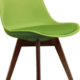 Fusion Living Soho Green Plastic Dining Chair With Squared Dark Wood Legs - thumbnail 3