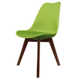 Fusion Living Soho Green Plastic Dining Chair With Squared Dark Wood Legs
