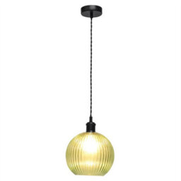 First Choice Lighting Set Of 2 Betchley - Green Ribbed Glass Black Retro Pendant Fittings - thumbnail 3