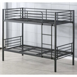 Reinforced Beds, Anmer Bunk Bed In Black - Strong Mesh Base With Solid Structure - Suitable For Adult Use -  Single (3Ft)