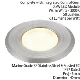 Ip67 Outdoor Led Ground Light 0.8W Warm White Steel Flush Decking Floor Lamp - thumbnail 2