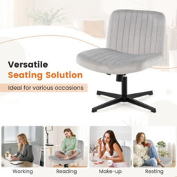 Gainoom Criss Cross Chair Grey Without Wheels Armless Cross Legged Desk Chair W/ 120 Degree Rocking & Adjustable Height - thumbnail 9