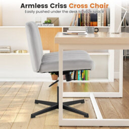 Gainoom Criss Cross Chair Grey Without Wheels Armless Cross Legged Desk Chair W/ 120 Degree Rocking & Adjustable Height - thumbnail 5