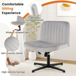 Gainoom Criss Cross Chair Grey Without Wheels Armless Cross Legged Desk Chair W/ 120 Degree Rocking & Adjustable Height - thumbnail 6