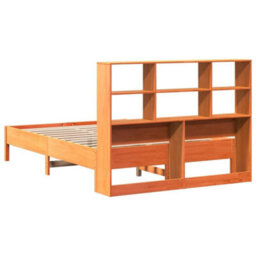 Berkfield Bookcase Bed Without Mattress Wax Brown 135X190 Cm Double Solid Wood Pine - thumbnail 6