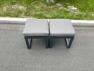 Fimous 2 Pcs Aluminium Outdoor Garden Footstool Patio Small Stool For Balcony, Terrace,swimming Pool Dark Grey - image 1