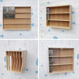Wall Mount Storage Shelf Cassette Storage Rack Wooden Cd - thumbnail 8