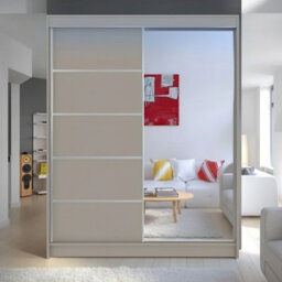 Camino 3 Sliding Wardrobe With Front Mirror And Rgb Led Lights Cashmere - thumbnail 1
