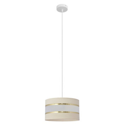 Luminosa Lighting Luminosa Helen Cylindrical Pendant Ceiling Light Ecru, Gold, White 25Cm - image 1