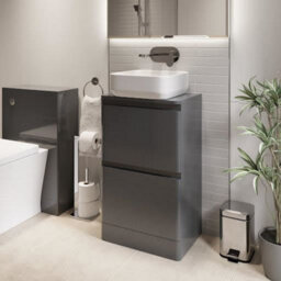 Affine Bathroom Cloakroom Vanity Unit Wash Storage Cabinet Countertop Basin Grey 500mm - thumbnail 2