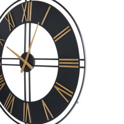 Wyld And Coco Industrial Wall Clock 80Cm Matte Black Iron With Gold Roman Numerals - thumbnail 5