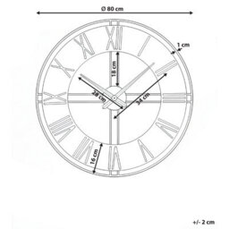 Wyld And Coco Industrial Wall Clock 80Cm Matte Black Iron With Gold Roman Numerals - thumbnail 4