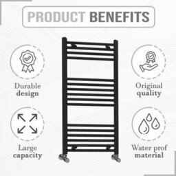 ARKO BATHROOM Arko Towel Radiator, Heated Towel Rails,wall Mounted Ladder Radiators 400X1000mm,black - thumbnail 3