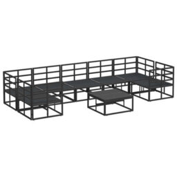 Berkfield Garden Sofa Set 8 Pcs Black Aluminium - thumbnail 8