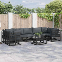 Berkfield Garden Sofa Set 8 Pcs Black Aluminium