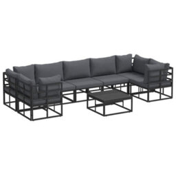 Berkfield Garden Sofa Set 8 Pcs Black Aluminium - thumbnail 2