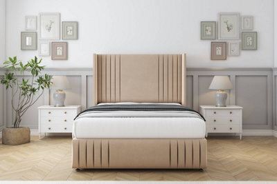 "Sloomy Camden Pebble Plush Divan Bed With Mattress 2 Drawers Foot-End With 54"" Wingback & 12"" Footboard 4' Small Double" - image 1
