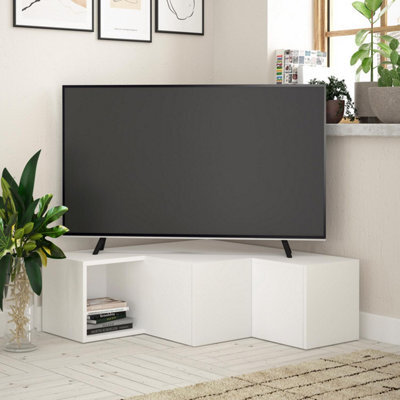 Fwstyle 2 Drawer Corner Tv Unit Modern Design Painted White Scratch Resistant - image 1