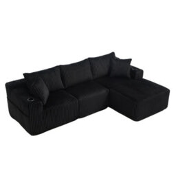 Matteo Modular Sectional L-Shaped Cloud Sofa With Cup Holders - Black - thumbnail 9