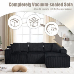 Matteo Modular Sectional L-Shaped Cloud Sofa With Cup Holders - Black - thumbnail 6