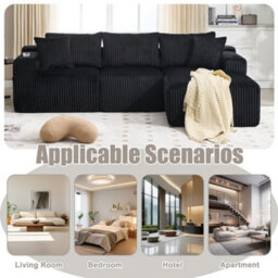 Matteo Modular Sectional L-Shaped Cloud Sofa With Cup Holders - Black - thumbnail 5