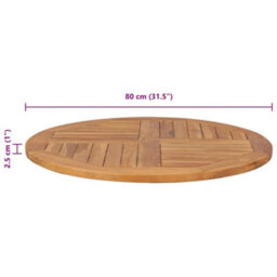 Vidaxl Table Top Solid Teak Wood Round 2.5 Cm 80 Cm - thumbnail 3