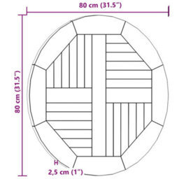 Vidaxl Table Top Solid Teak Wood Round 2.5 Cm 80 Cm - thumbnail 8
