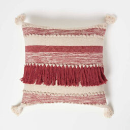 Homescapes Zadar Handwoven Fringed Red Kilim Cushion 45 X 45 Cm - thumbnail 1