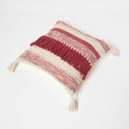 Homescapes Zadar Handwoven Fringed Red Kilim Cushion 45 X 45 Cm - thumbnail 5