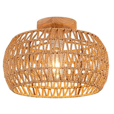 Amorly Boho Ceiling Light Fixtures Rattan Chandelier Vintage Bamboo Ceiling Pendant Made For Dining Room Kitchen Island Bedroom - image 1