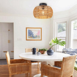 Amorly Boho Ceiling Light Fixtures Rattan Chandelier Vintage Bamboo Ceiling Pendant Made For Dining Room Kitchen Island Bedroom - thumbnail 2