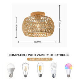 Amorly Boho Ceiling Light Fixtures Rattan Chandelier Vintage Bamboo Ceiling Pendant Made For Dining Room Kitchen Island Bedroom - thumbnail 5