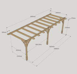 Rutland County Garden Furniture Wall Mounted Premium Pergola 3 Posts - Wood - L240 X W660 X H270 Cm - Rustic Brown - thumbnail 5