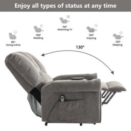 Abrihome Grey Electric Lift Senior Chair With Single Motor, Heated Massage, Stand Assist, Storage Pockets, Cup Holders - thumbnail 3