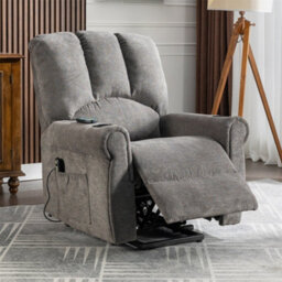 Abrihome Grey Electric Lift Senior Chair With Single Motor, Heated Massage, Stand Assist, Storage Pockets, Cup Holders - thumbnail 6