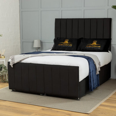 UKBEDFURNITURE Belvoir Plush Black End Opening Divan Ottoman Bed With 54 Inch Headboard - image 1