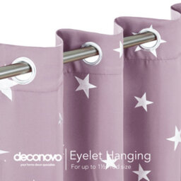 Deconovo Super Soft Foil Star Printed Thermal Insulated Eyelet Blackout Curtains For Bedroom, W55 X L90 Inch, Baby Pink, 2 Panels - thumbnail 7