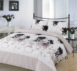 Homespace Direct Ltd Bethany Black Floral Duvet Cover Set Reversible Zig Zag Bedding - thumbnail 1