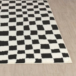 Livabliss Freud-Modern Black Ivory High Pile Checkered Living Dining Bedroom Rug 200 X 275 Cm Easy Care, Non Shedding - thumbnail 5