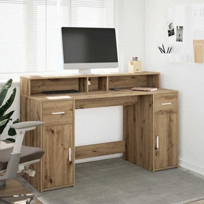 Walplus Desk With Led Lights Artisian Oak 140X55X91 Cm Engineered Wood - image 1