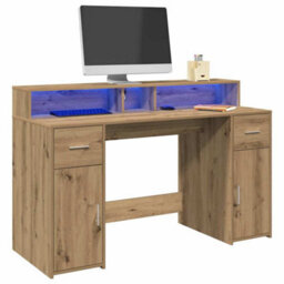 Walplus Desk With Led Lights Artisian Oak 140X55X91 Cm Engineered Wood - thumbnail 4