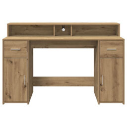 Walplus Desk With Led Lights Artisian Oak 140X55X91 Cm Engineered Wood - thumbnail 6