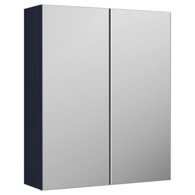 FNX Bathrooms Varo 600mm 2 Door Midnight Blue Wall Hung Mirror Cabinet Contemporary 715mm - image 1